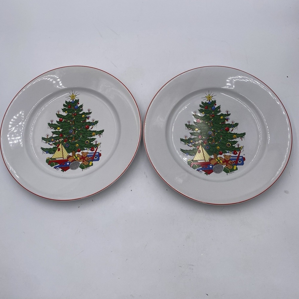 Set Of 2 Cuthbertson American Christmas Tree  Dinner Plates‎ 10 1/4"